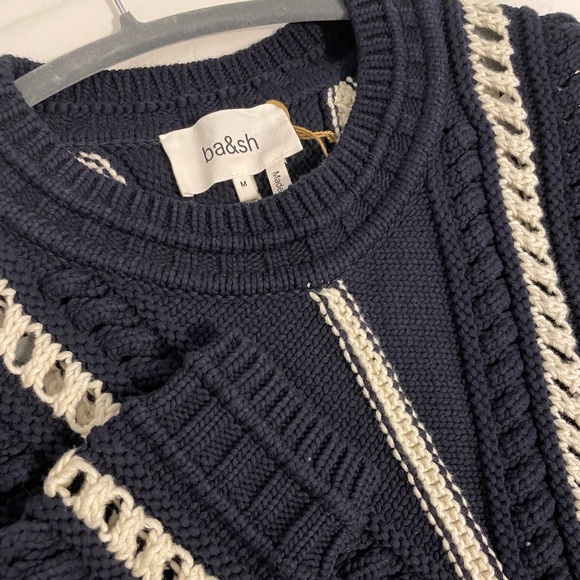 BASH BA&SH navy and cream knit sweater NWT - Picture 5 of 7